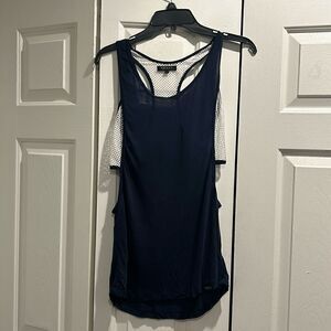 Koral Navy & White Work Out Tank, Size Large